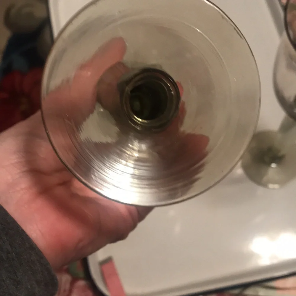 Hand Blown Clear with Subtle Smoke Color Wine/Water Glasses (2)